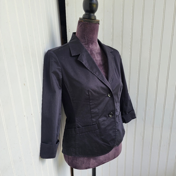Talbots Women's Black Stretch Blazer Jacket 3/4 Sleeve Petite 6P - Picture 2 of 14